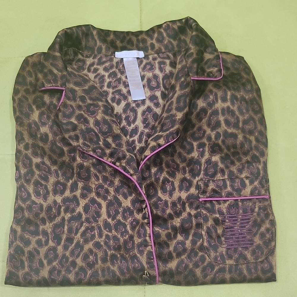 Brown and Pink Leopard Print Blazer with Velvet Texture - Picture 5 of 6